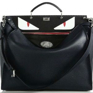 Fendi Black Selleria Monster Peekaboo Tote Bag